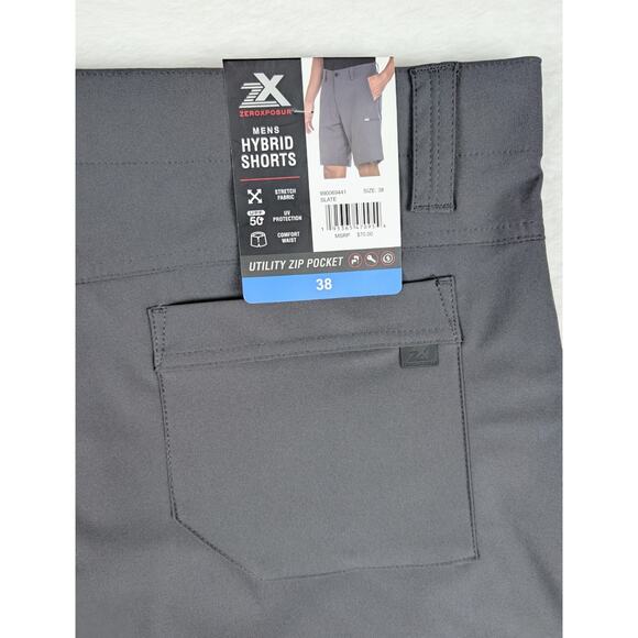 ZeroXposur Hybrid Shorts Mens 38 Black Utility Zip Pocket 4-Way Stretch UPF 50+ - Picture 10 of 10